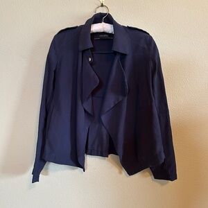Zara Basic Navy Blue Drape‎ Women’s Jacket Size S